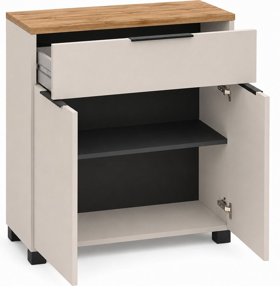 Schildmeyer Unterschrank Saga, mit fühlbarer Holzstruktur, Breite 80 cm, Made in Germany (1-St) Eiche Landhaus Dekor mit fühlbarer Struktur, Made in Germany Bild 4