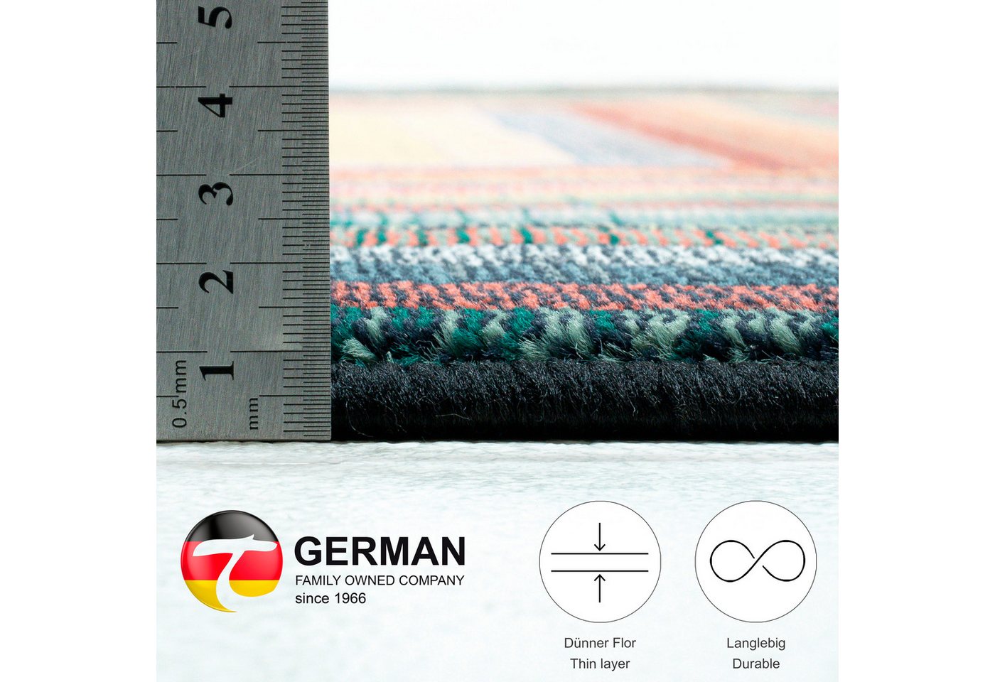THEKO Teppich Gabiro 001, rechteckig, Höhe: 10 mm, gewebt, modernes Design, gestreift, auch in rund & als Läufer Bild 4