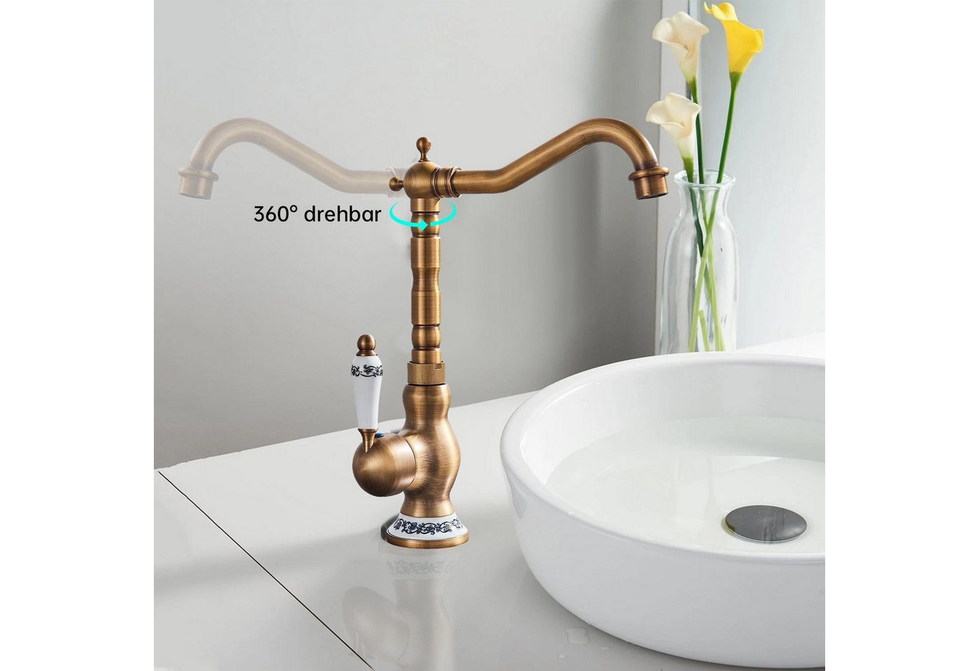 SEHAUSEU Waschtischarmatur Wasserhahn Bad Küche Waschbeckenarmatur Badarmaturen Küchenarmatur Hochdruckarmatur Bild 2