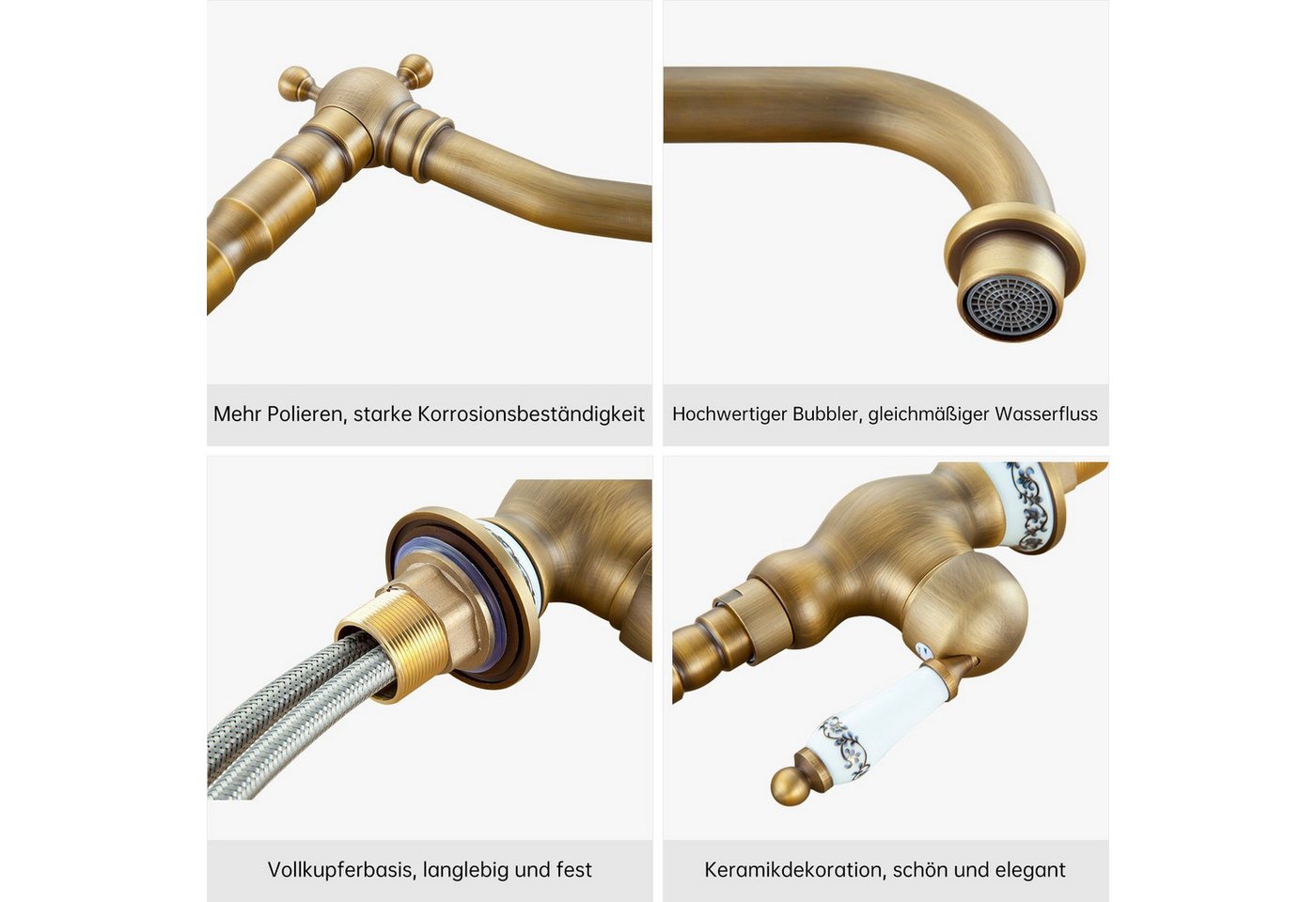 SEHAUSEU Waschtischarmatur Wasserhahn Bad Küche Waschbeckenarmatur Badarmaturen Küchenarmatur Hochdruckarmatur Bild 5