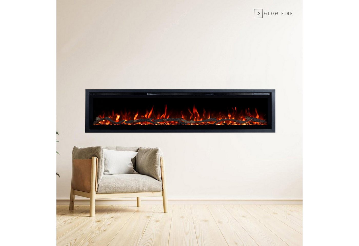 GF Core Elektrokamin Wandkamin Core, 3D Feuer und Heizung (Thermostat, bis 1800 W), Elektrischer Stand-, Wand- oder Einbaukamin mit APP Steuerung, LED Bild 4