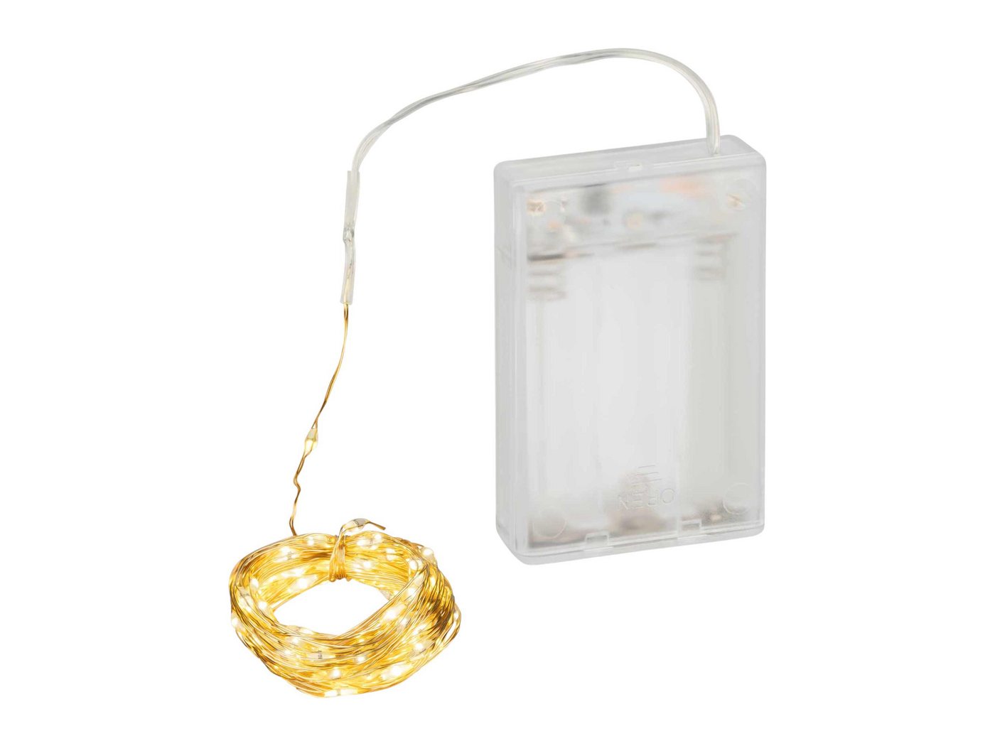 Coen Bakker Deco BV LED-Lichterkette Gold Wire, Batterie Draht gold 100 LED warmweiß 4,95m Bild 2
