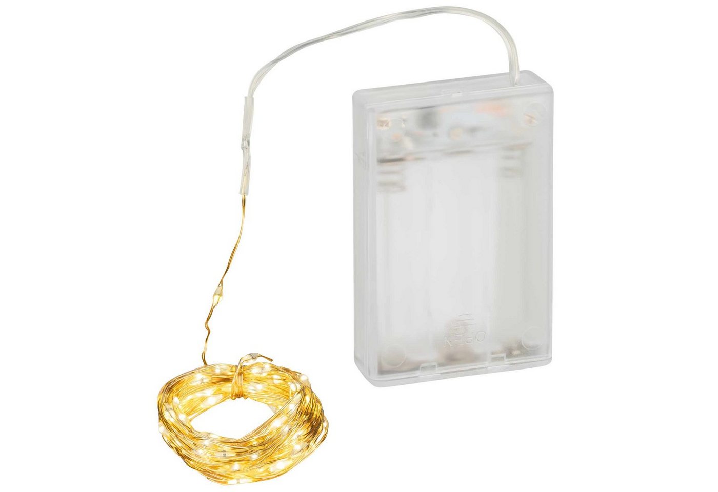 Coen Bakker Deco BV LED-Lichterkette Gold Wire, Batterie Draht gold 100 LED warmweiß 4,95m Bild 3