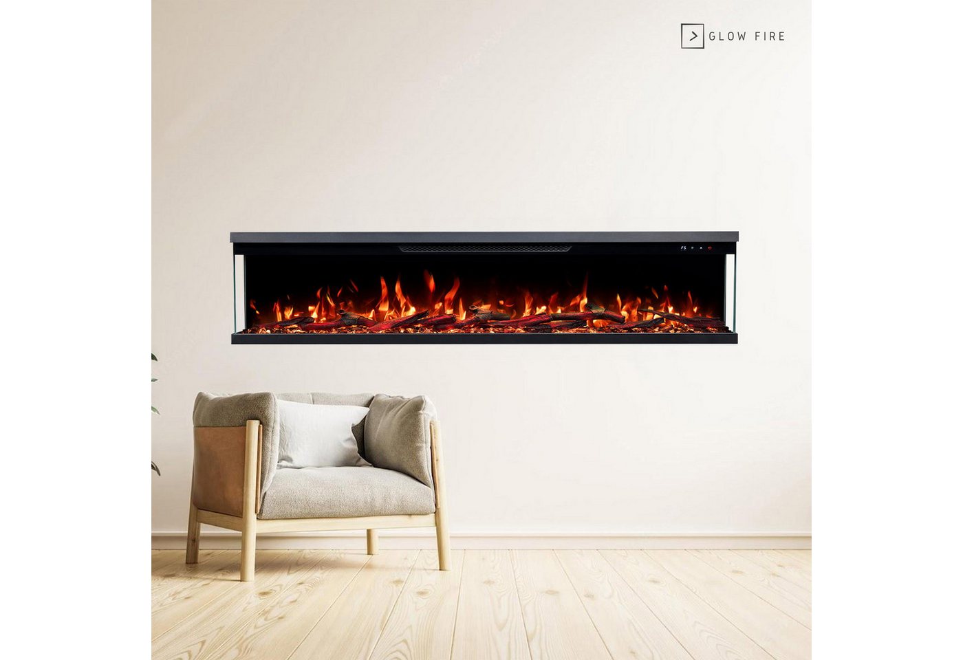 GF Core Elektrokamin Insert Wandkamin mit 3D Feuer und Heizung (Thermostat, 900- 1800 W), Elektrischer Stand-, Wand- oder Einbaukamin mit APP Steuerung, LED Bild 3