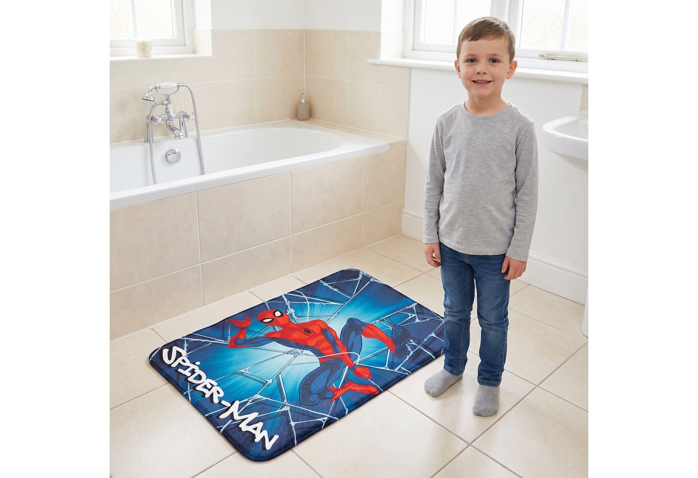 MARVEL Kinderteppich Marvel Spiderman Kinder Teppich Kinderteppich Badvorleger Matte 40x60, Rechteckig Bild 2