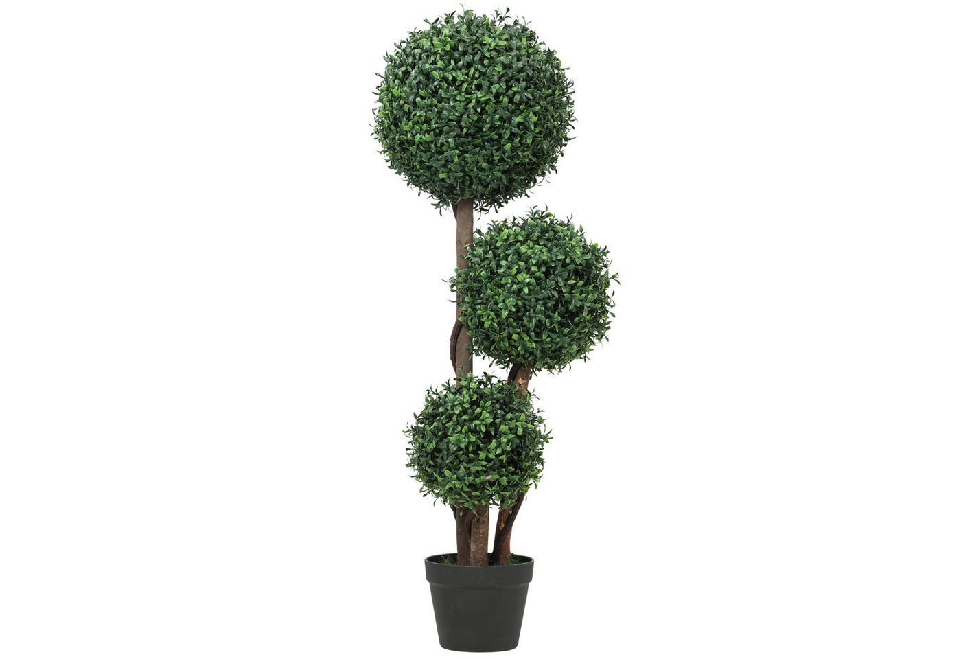 Kunstpflanze Künstliche Kugel dreikugelig mit UV-Schutz Fake Plant wie echt Buchsbaum, HOMCOM, Höhe 100 cm, für Wohnzimmer, Büro, Grün Bild 2