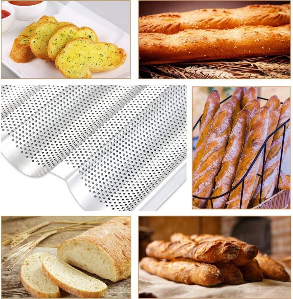 FELIXLEO Backform Baguette Brotpfanne Edelstahl Perforierte Backform 3 Wellen, (1-tlg) Bild 3