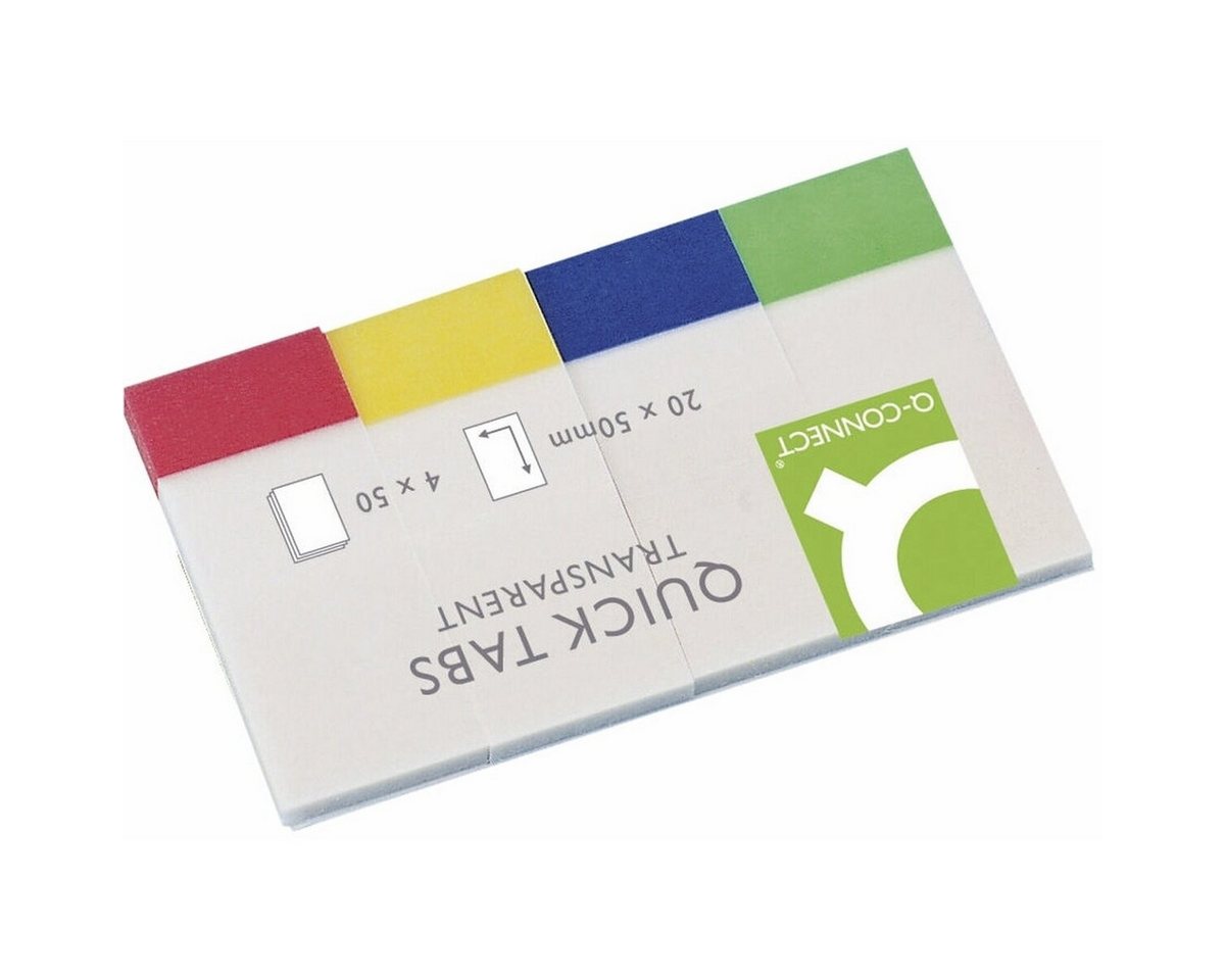 Connect Haftnotizblock Haftstreifen 19x43mm transparent farbig sortiert VE=4x40 Blatt