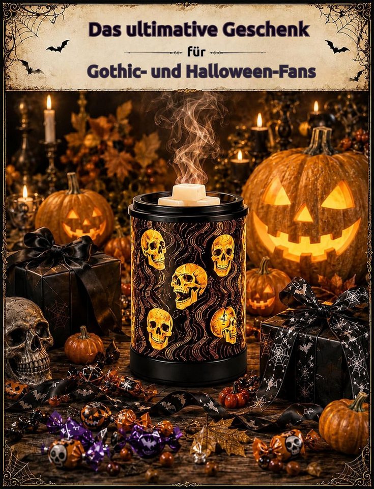 BlingBin Duftlampe Elektrische Totenkopf Aromalampe,Duftlampe mit 7-farbigen LED-Lichtern (1 Stück, 1 St., 15 × 10,3 × 10,3 cm), Duftwachs Wärmelampe für Raumduft Bild 2