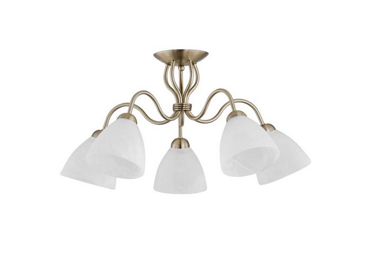 Licht-Erlebnisse Deckenleuchte BELARA, ohne Leuchtmittel, Metall Glas E27 in Messing Weiß Modern Bild 2