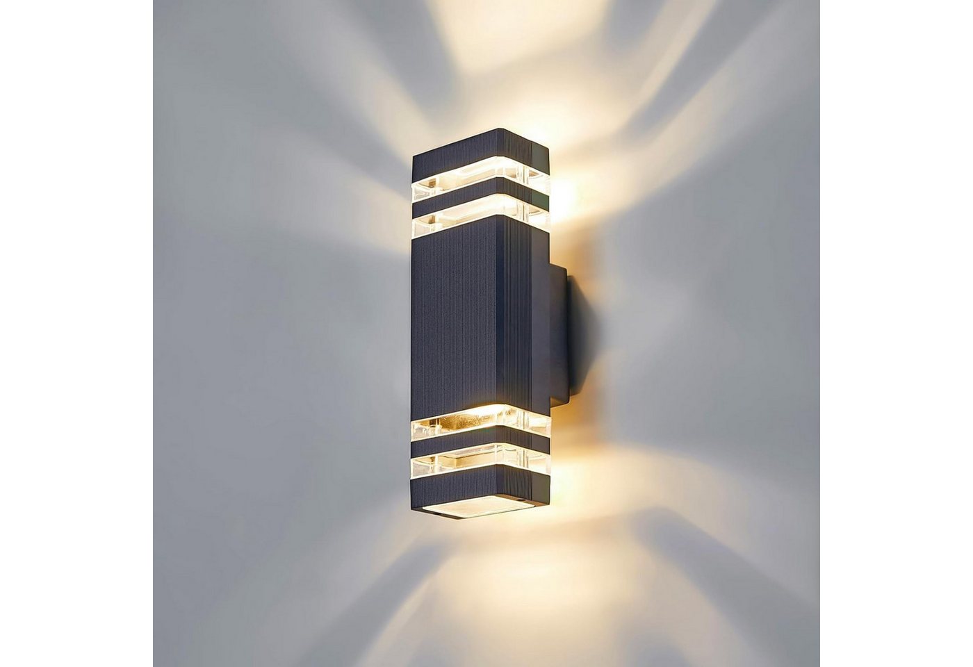 Blossom LED Wandleuchte Wandlampe LED Außenwandleuchte Up Down Leuchten IP65 3000 K Aluminium, Anthrazit, für Garten, Terrasse & Balkon Bild 2