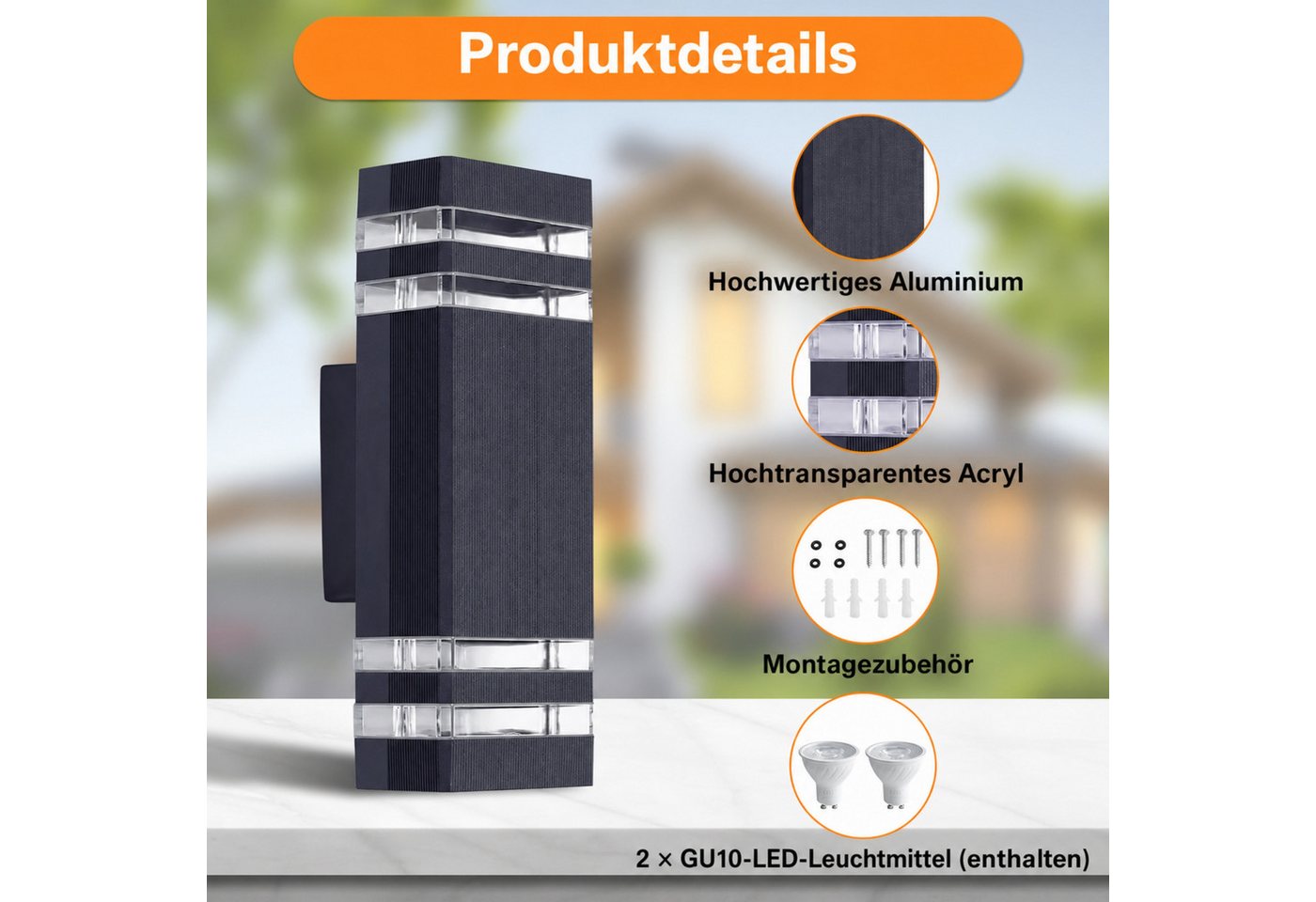 Blossom LED Wandleuchte Wandlampe LED Außenwandleuchte Up Down Leuchten IP65 3000 K Aluminium, Anthrazit, für Garten, Terrasse & Balkon Bild 4