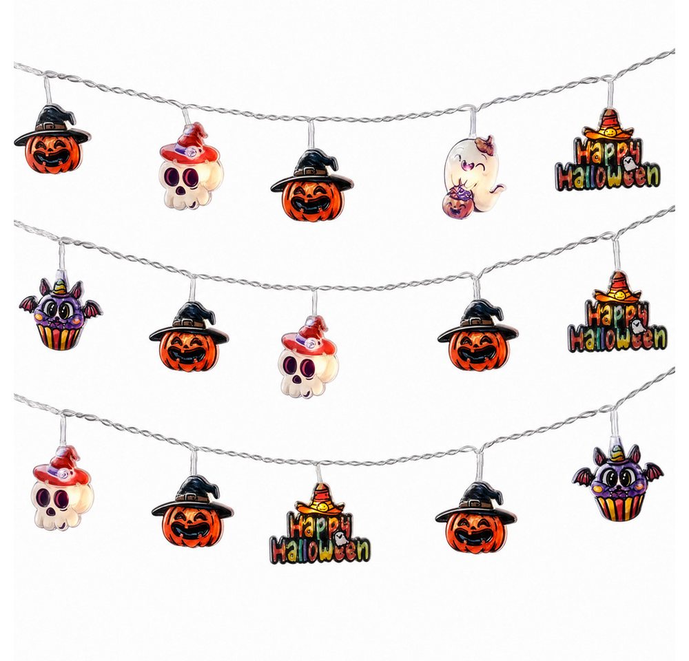 Bomiclss LED-Lichterkette Halloween Lichterkette, 3M 20LED Kürbis Lichterkette Batterie, 2 Modi Wetterfest Halloween Deko Outdoor für Garten, Party Bild 4