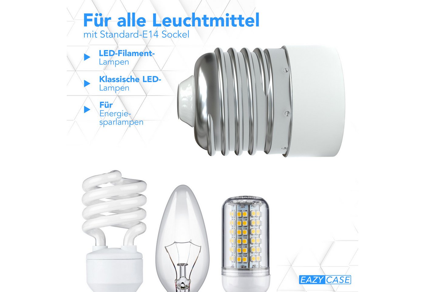 EAZY CASE Lampenfassung Lampensockel E27 auf E14, (Spar-Set), Lampenadapter E27 zu E14 Adapter LED Halogen Energiesparlampen Bild 4