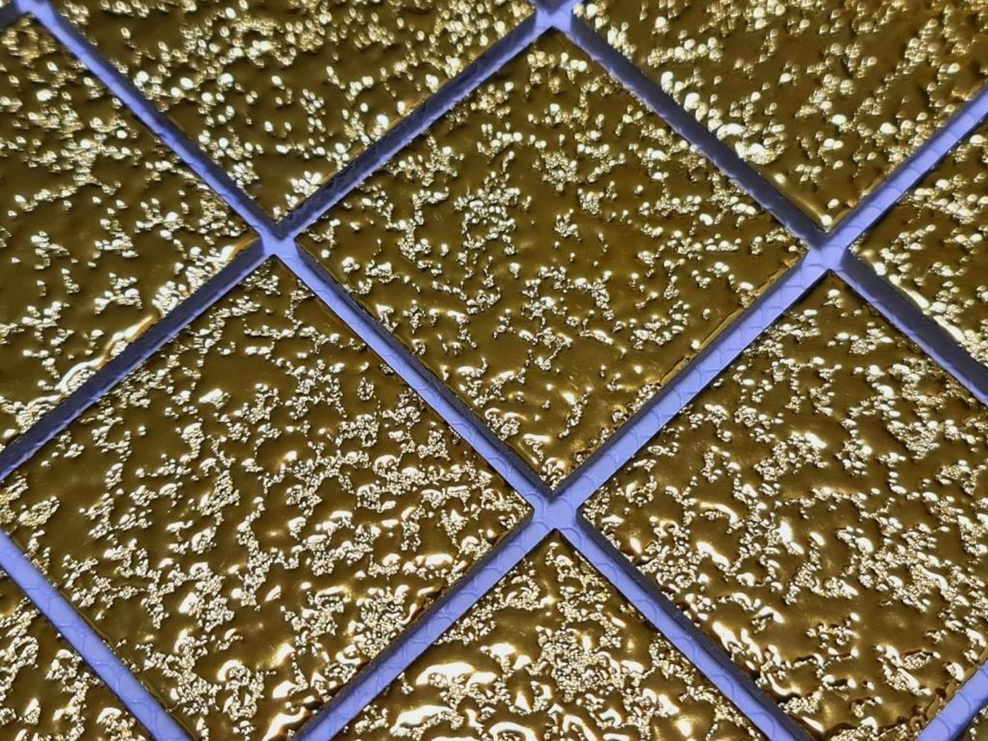 Mosani Mosaikfliesen Keramik Mosaik Fliese Medio uni gold gehämmert Bild 3