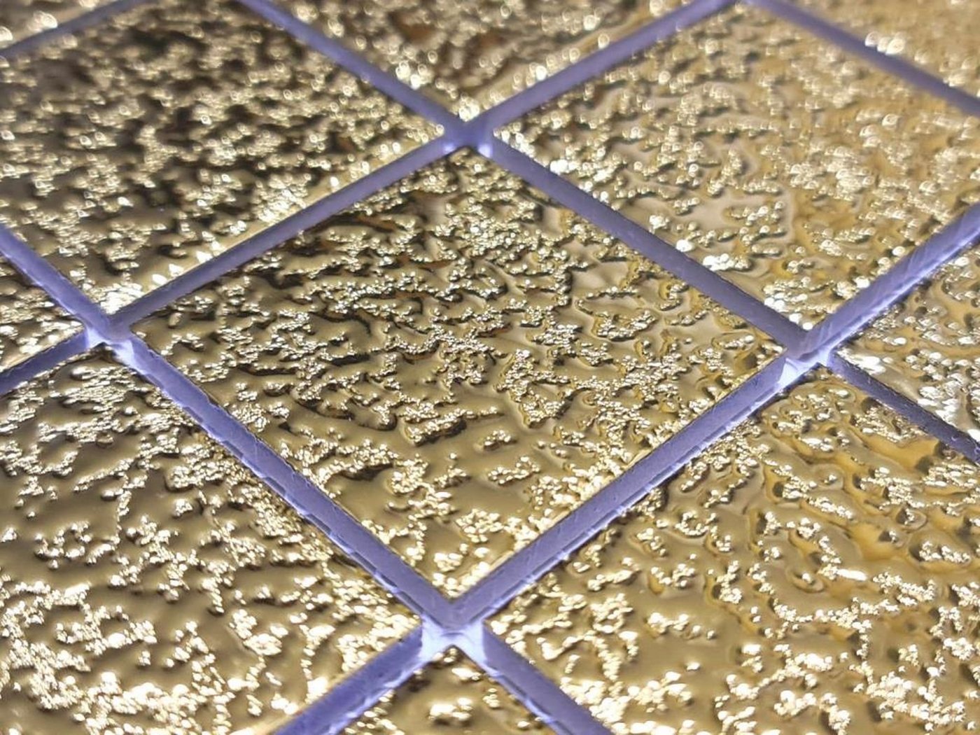 Mosani Mosaikfliesen Keramik Mosaik Fliese Medio uni gold gehämmert Bild 5