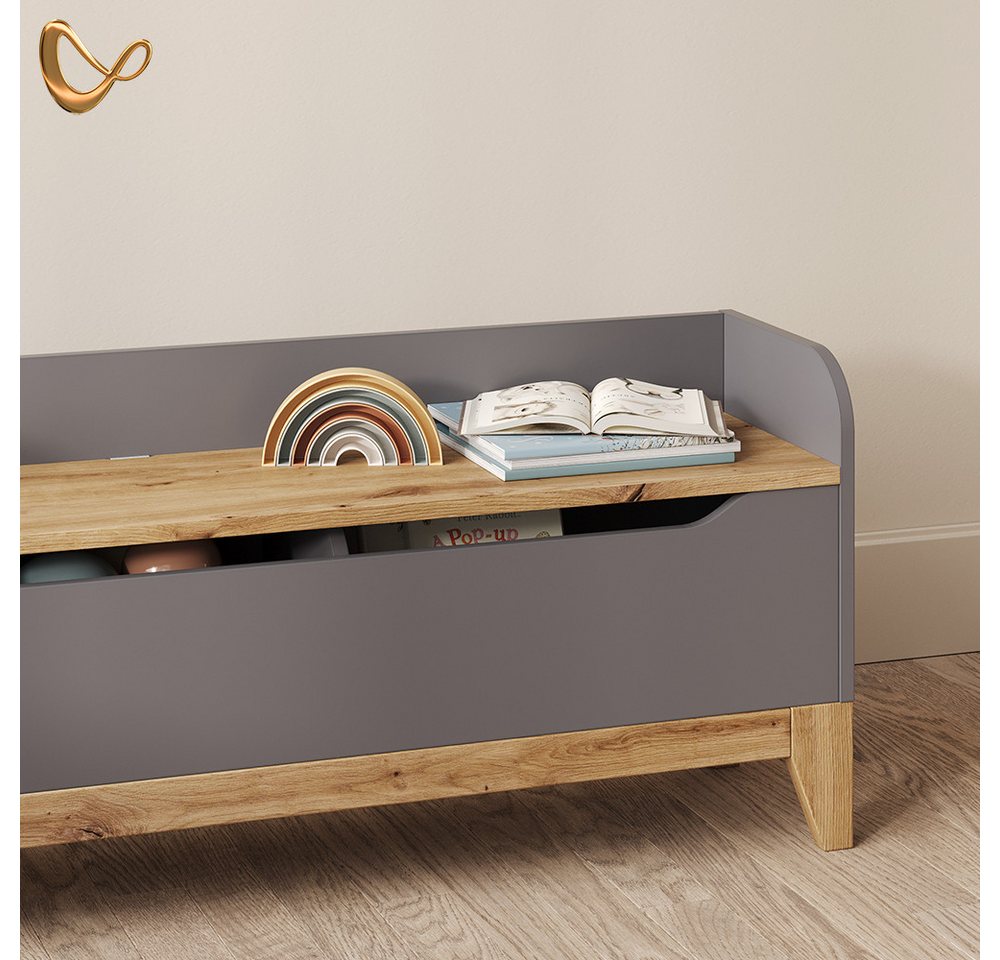 Livinity® Bücherregal Mailo, Grau/Artisan-Eiche, 107.2 x 50 cm mit Sitzbank, 1-tlg.