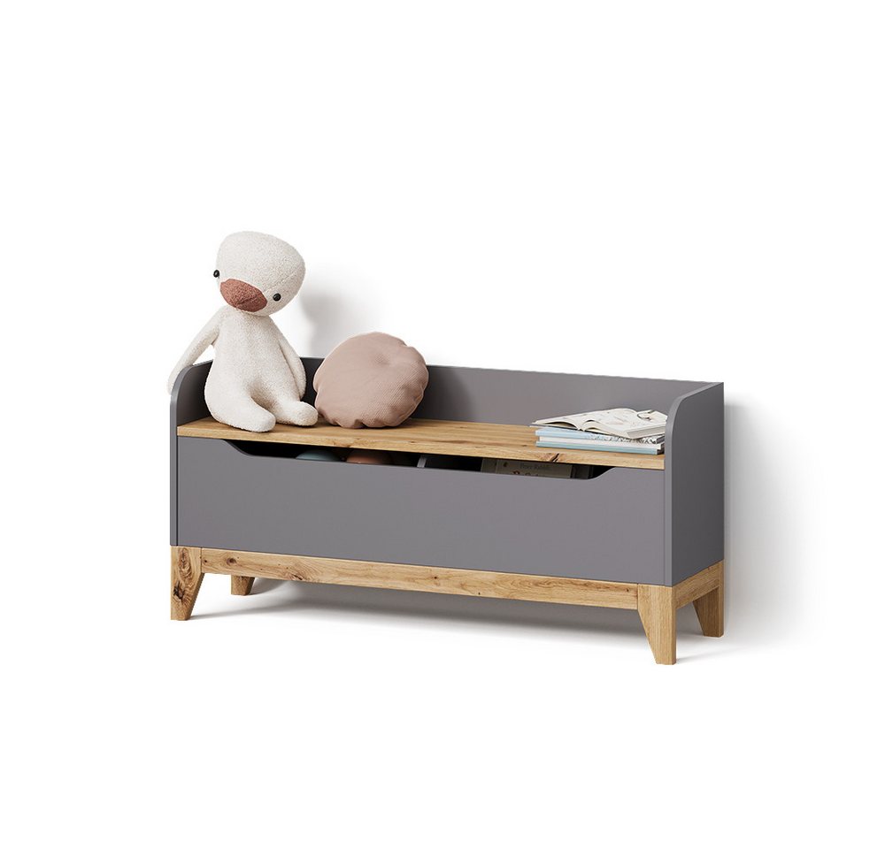 Livinity® Bücherregal Mailo, Grau/Artisan-Eiche, 107.2 x 50 cm mit Sitzbank, 1-tlg. Bild 2