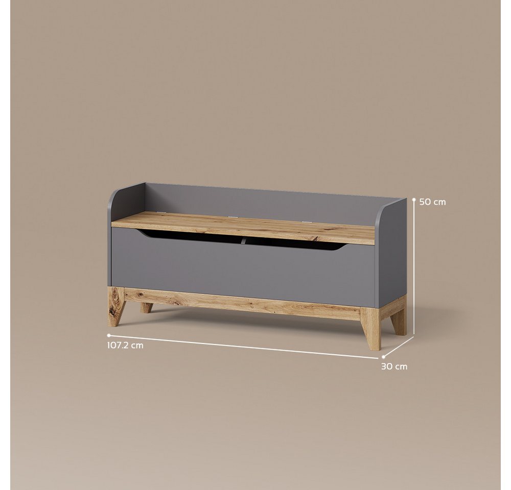 Livinity® Bücherregal Mailo, Grau/Artisan-Eiche, 107.2 x 50 cm mit Sitzbank, 1-tlg. Bild 3