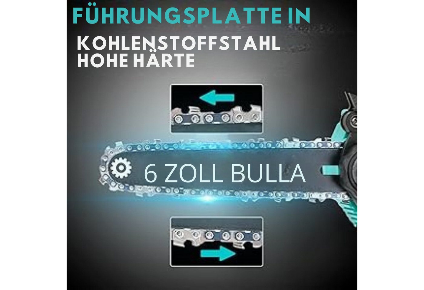 Vivitar Akku-Kettensäge mit Brushless-Motoren und mit 2x 2000mAh-Akkus, kompakt, tragbar, energieeffizient, einfach zu bedienen weniger Lärm, lange Akkulaufzeit, sicher im Gebrauch, bestes DIY-Geschenk für Familie und Freunde, Mini-Kettensäge zum Schneiden von Holz, Baumschnitt und Gartenarbeit Bild 2