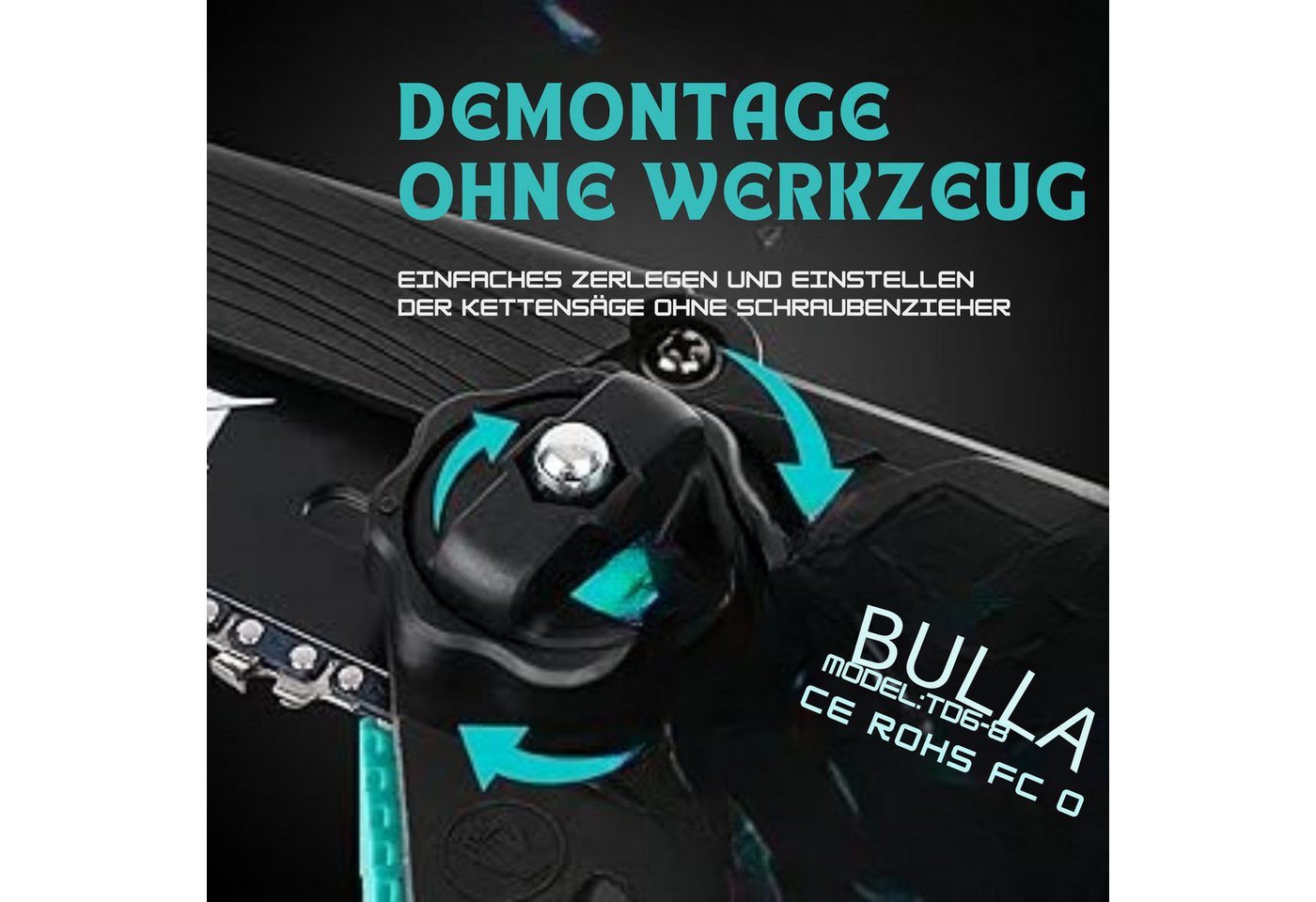 Vivitar Akku-Kettensäge mit Brushless-Motoren und mit 2x 2000mAh-Akkus, kompakt, tragbar, energieeffizient, einfach zu bedienen weniger Lärm, lange Akkulaufzeit, sicher im Gebrauch, bestes DIY-Geschenk für Familie und Freunde, Mini-Kettensäge zum Schneiden von Holz, Baumschnitt und Gartenarbeit Bild 3
