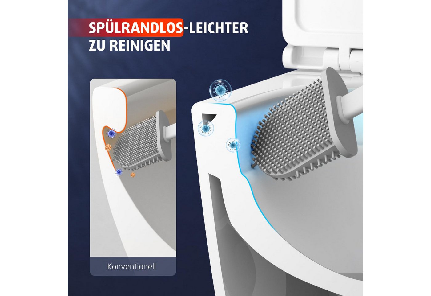 Rainsworth Tiefspül-WC Hänge WC Spülrandlos Einloch Spülung Toilette, 48.5cm lang Bild 3