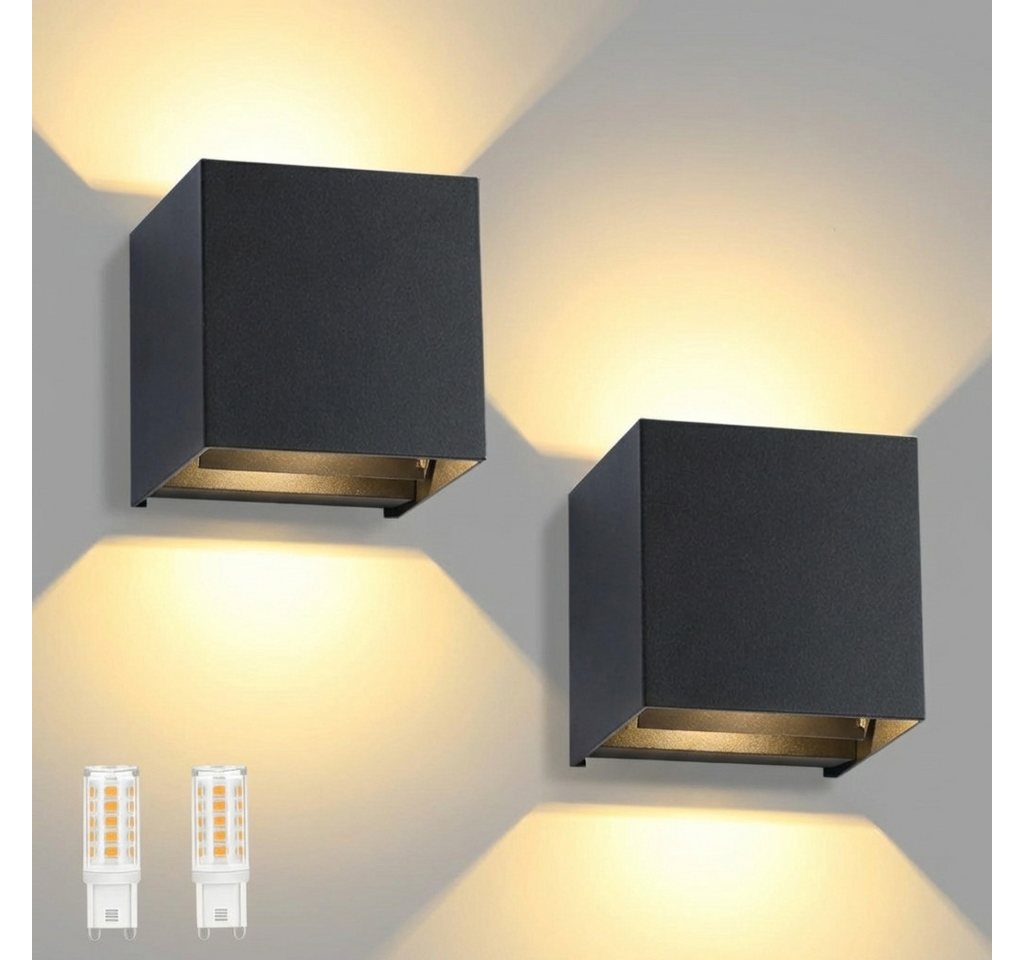 ZMH LED Wandleuchte innen Außen Up-and-Down 3W Wandlampe 2er Flur Wohnzimmer, G9, Mit Leuchtmittel, Warmweiß, G9,Warmweiß,IP54,für Terrasse, Garten, Badezimmer Bild 2