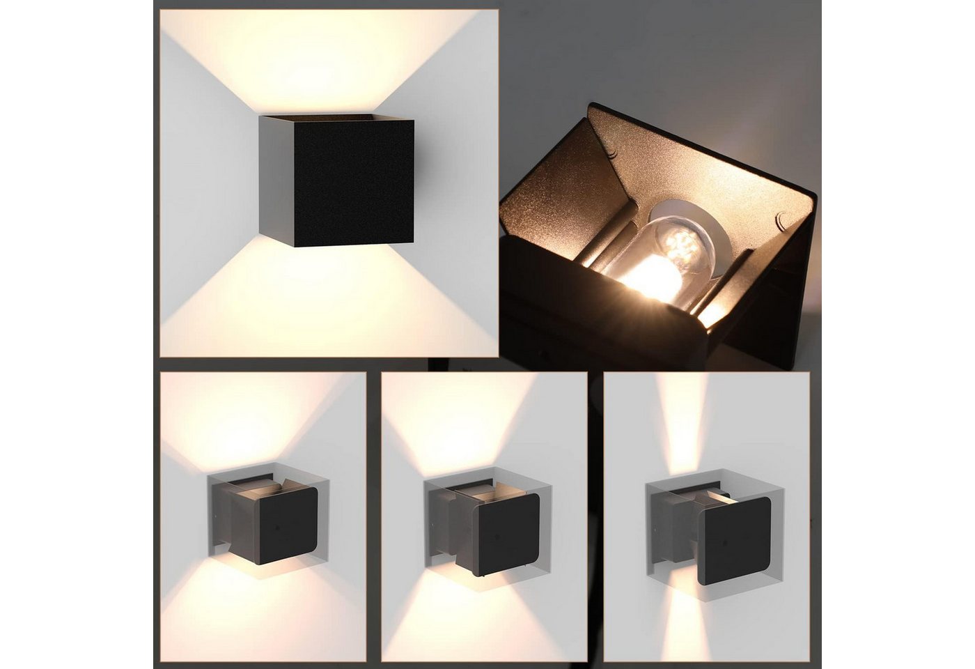 ZMH LED Wandleuchte innen Außen Up-and-Down 3W Wandlampe 2er Flur Wohnzimmer, G9, Mit Leuchtmittel, Warmweiß, G9,Warmweiß,IP54,für Terrasse, Garten, Badezimmer Bild 3