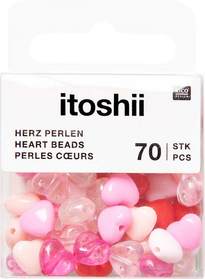 Rico Design Bastelperlen itoshii Perlen Herzen, Herzen, 70 Stück