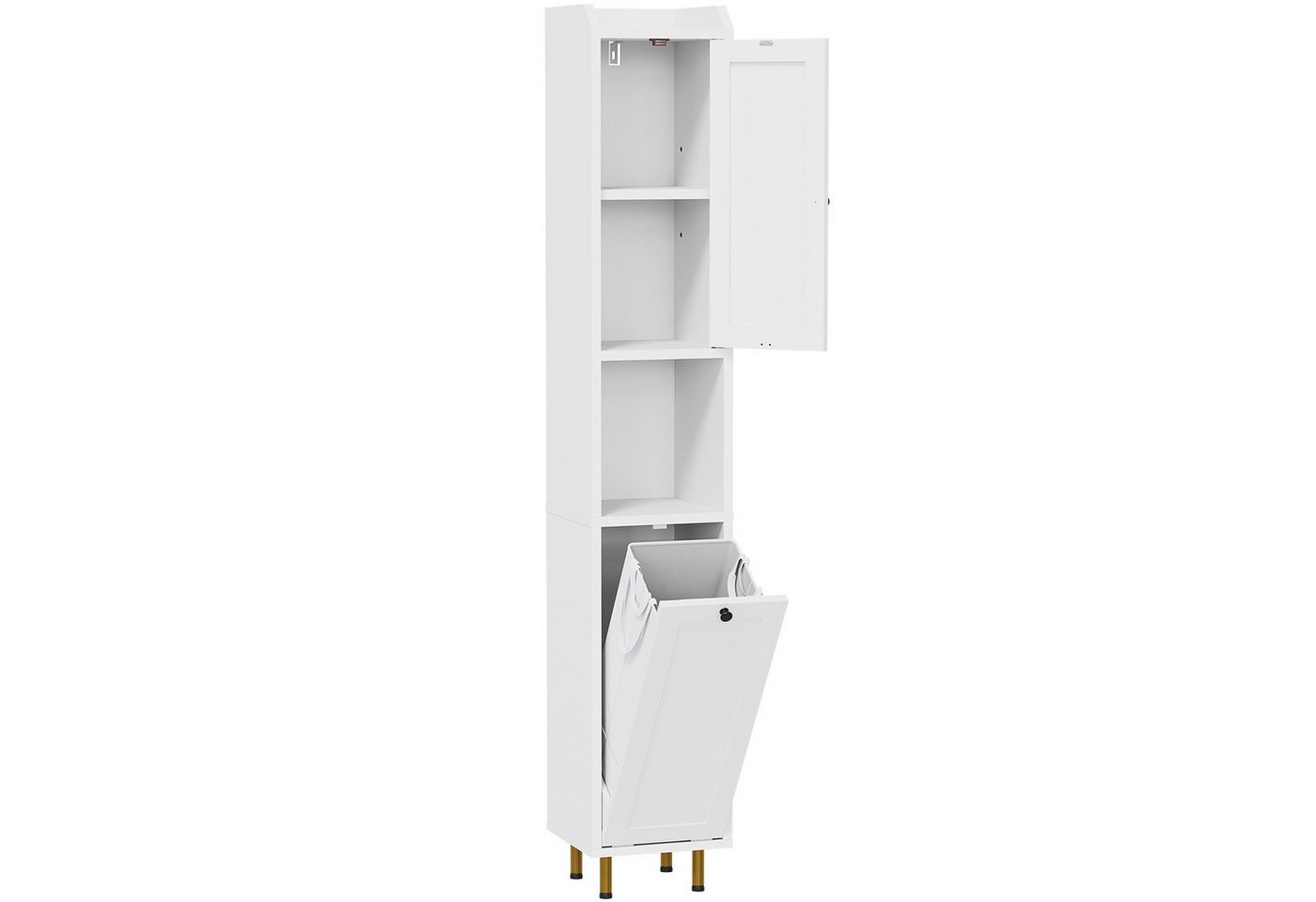 TLGREEN Badkommode Badezimmerschrank mit Wäschekorb, (37 L Wäschebeutel, Standschrank mit 4 Aufbewahrungszonen, 2 St), verstellbare Böden, 25 kg Tragkraft, Kippschutz Bild 3