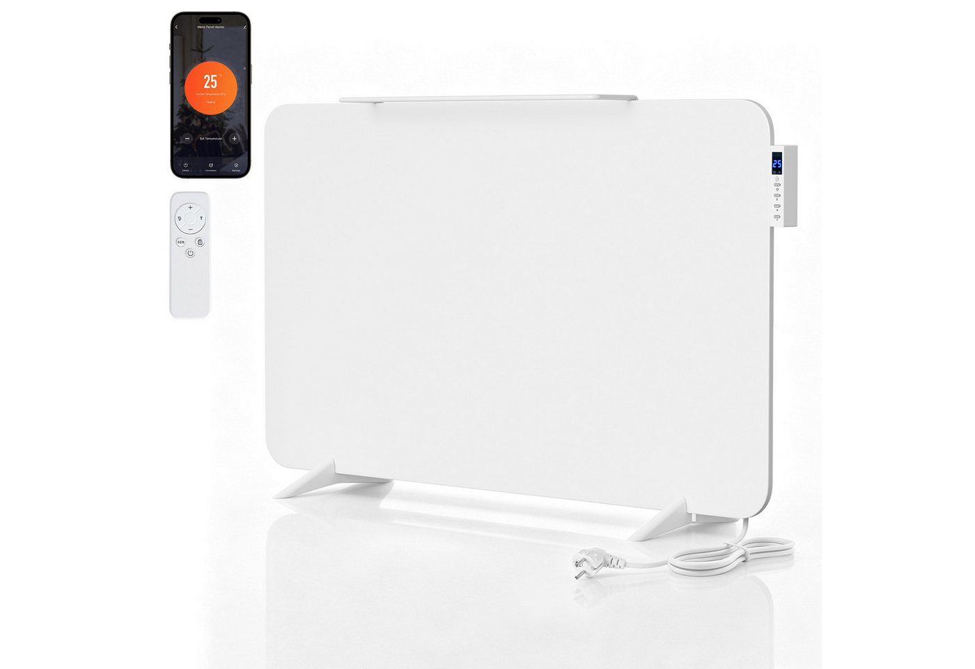 Clanmacy Infrarotheizung Infrarotheizung 800W WLAN Badheizung Thermostat Handtuchhalter Weiß Bild 3