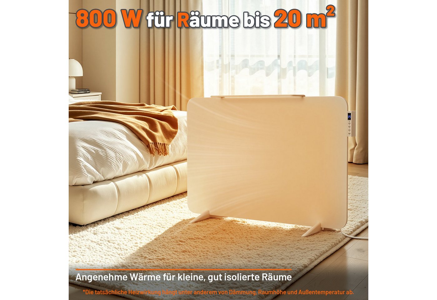 Clanmacy Infrarotheizung Infrarotheizung 800W WLAN Badheizung Thermostat Handtuchhalter Weiß Bild 4