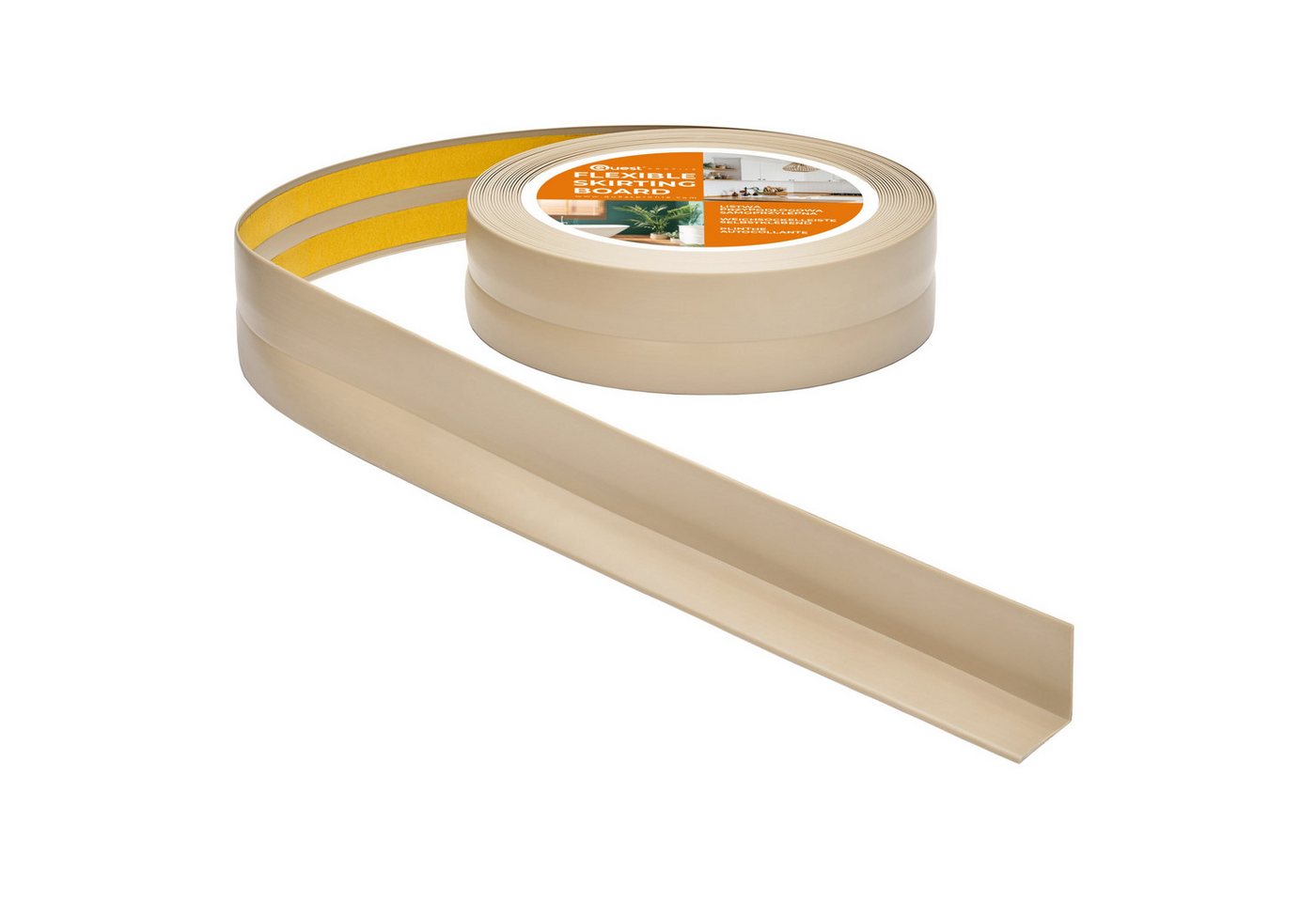 Quest Sockelleiste Weichsockelleiste Selbstklebend 15x15 mm, L: 500,00 cm, H: 1,50 cm, Packung, 1-St., wasserfest, UV-beständig, für Küche & Bad Bild 2