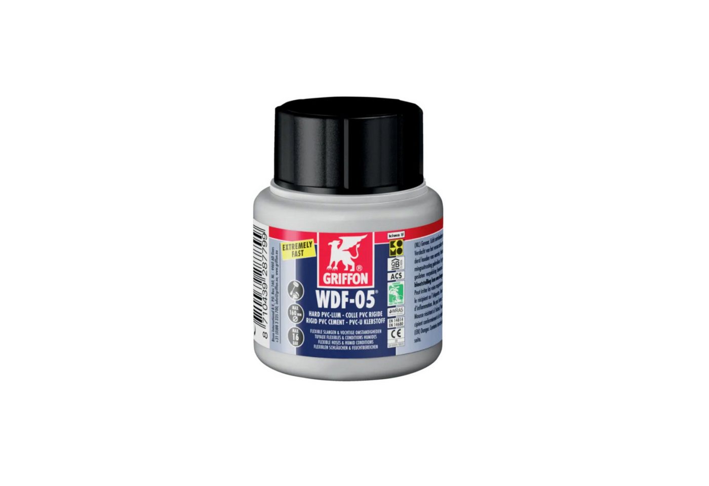 HAF PVC-Kleber Griffon PVC Kleber WDF-05 in 125ml Dose Spezialkleber PVC Flexschlauch, (Zur Montage von Rohren aus PVC-U), Geeignet für Klebeverbindungen aus PVC