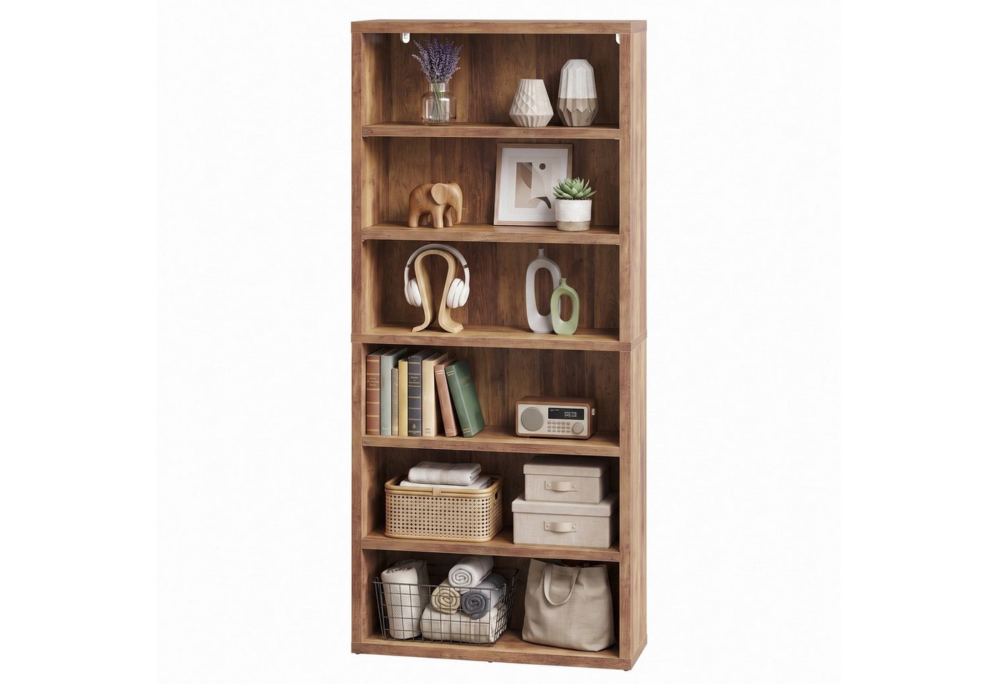 VASAGLE Bücherregal Standregal mit 6 Ebenen, 4 verstellbare Einlegeböden, 75 x 24 x 168 cm, für Arbeitszimmer, Wohnzimmer, Büro, Minimalismus Bild 2