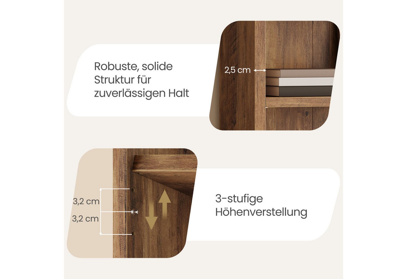VASAGLE Bücherregal Standregal mit 6 Ebenen, 4 verstellbare Einlegeböden, 75 x 24 x 168 cm, für Arbeitszimmer, Wohnzimmer, Büro, Minimalismus Bild 4