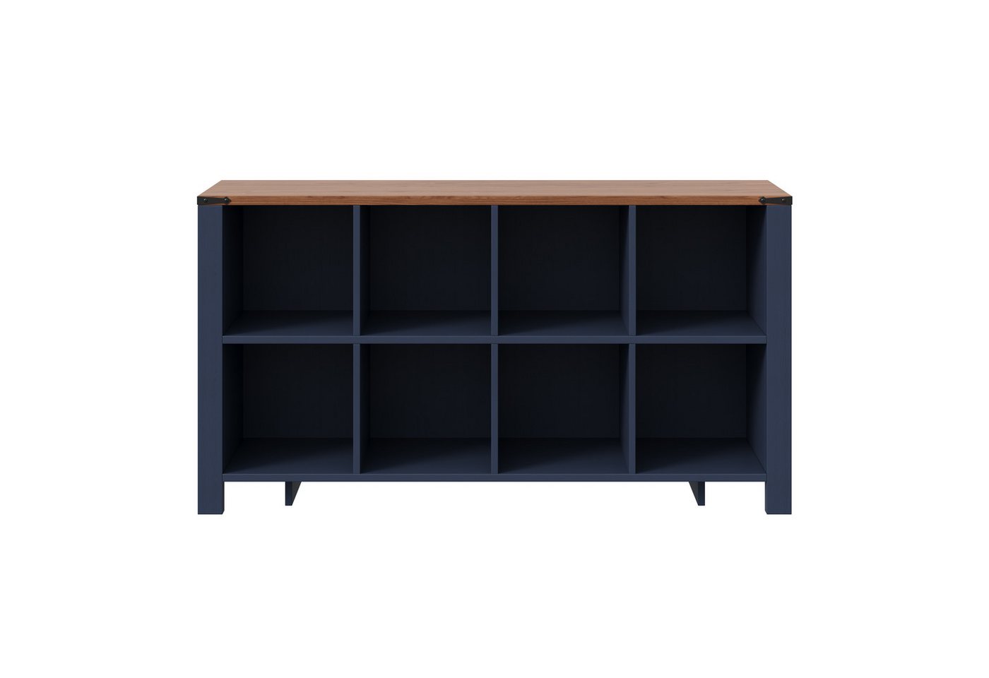 Flieks Bücherregal Standregal Würfelregal mit 8 Fächern, Arbeitsplatte Walnussholzfarbe, 1-tlg., Raumteilerregal Multifunktionsschrank Aktenregal Dunkelblau Bild 2