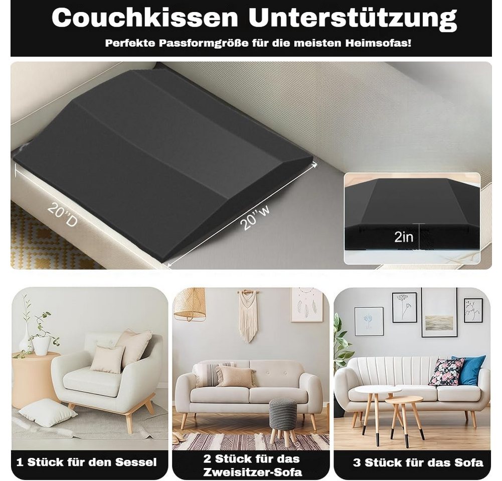 BlingBin Polsterauflage Hochdichter Reparatur-Stützschwamm gegen Sofa-Durchhängen, (4er Set, 4 St., 500 × 500 × 50 mm), stabiler Ersatz für Couch, 2-Sitzer-Couch und Sessel