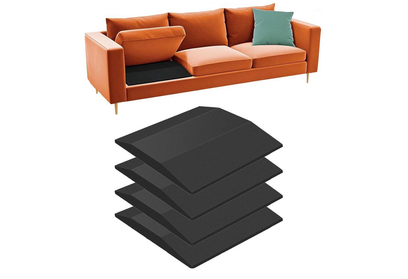 BlingBin Polsterauflage Hochdichter Reparatur-Stützschwamm gegen Sofa-Durchhängen, (4er Set, 4 St., 500 × 500 × 50 mm), stabiler Ersatz für Couch, 2-Sitzer-Couch und Sessel Bild 3