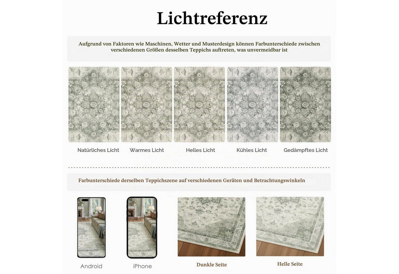 LuxusKollektion Teppich Teppich Wohnzimmer Vintage Grün 200x300cm Bild 2