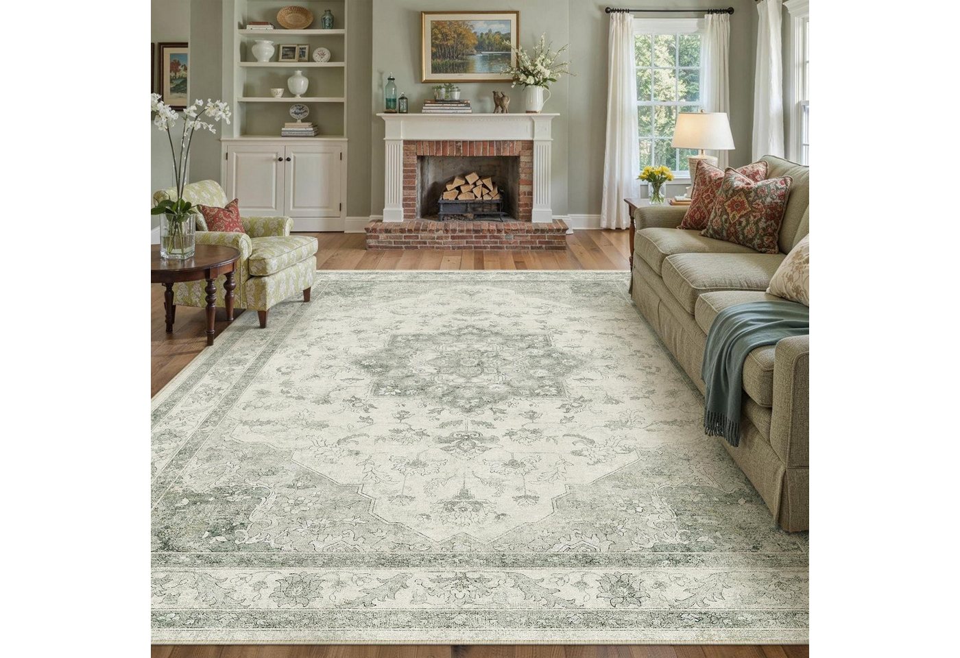 LuxusKollektion Teppich Teppich Wohnzimmer Vintage Grün 200x300cm Bild 3
