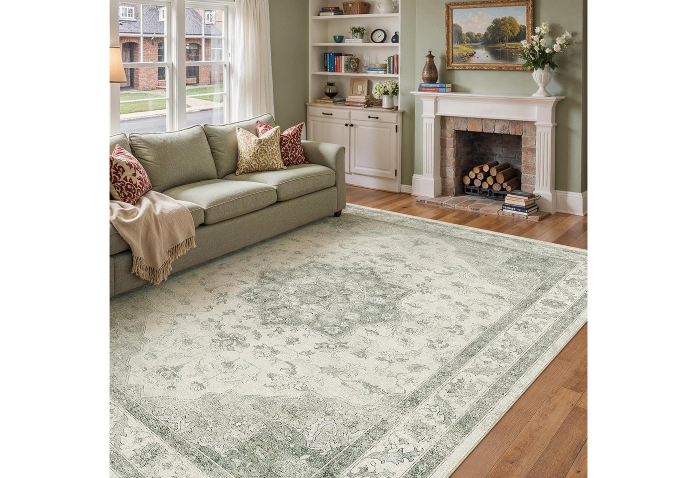 LuxusKollektion Teppich Teppich Wohnzimmer Vintage Grün 200x300cm Bild 5