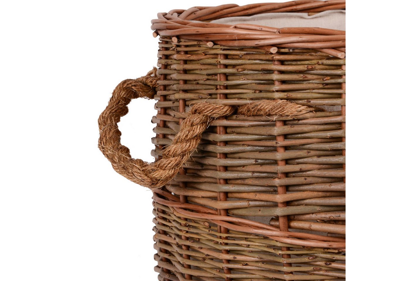 UNUS HOME Kaminholzkorb Korb Weide groß und rund mit Seilgriffen (1 St., Durchmesser 40cm), großer Aufbewahrungskorb, Feuerholzkorb, Ordnungskorb Bild 5