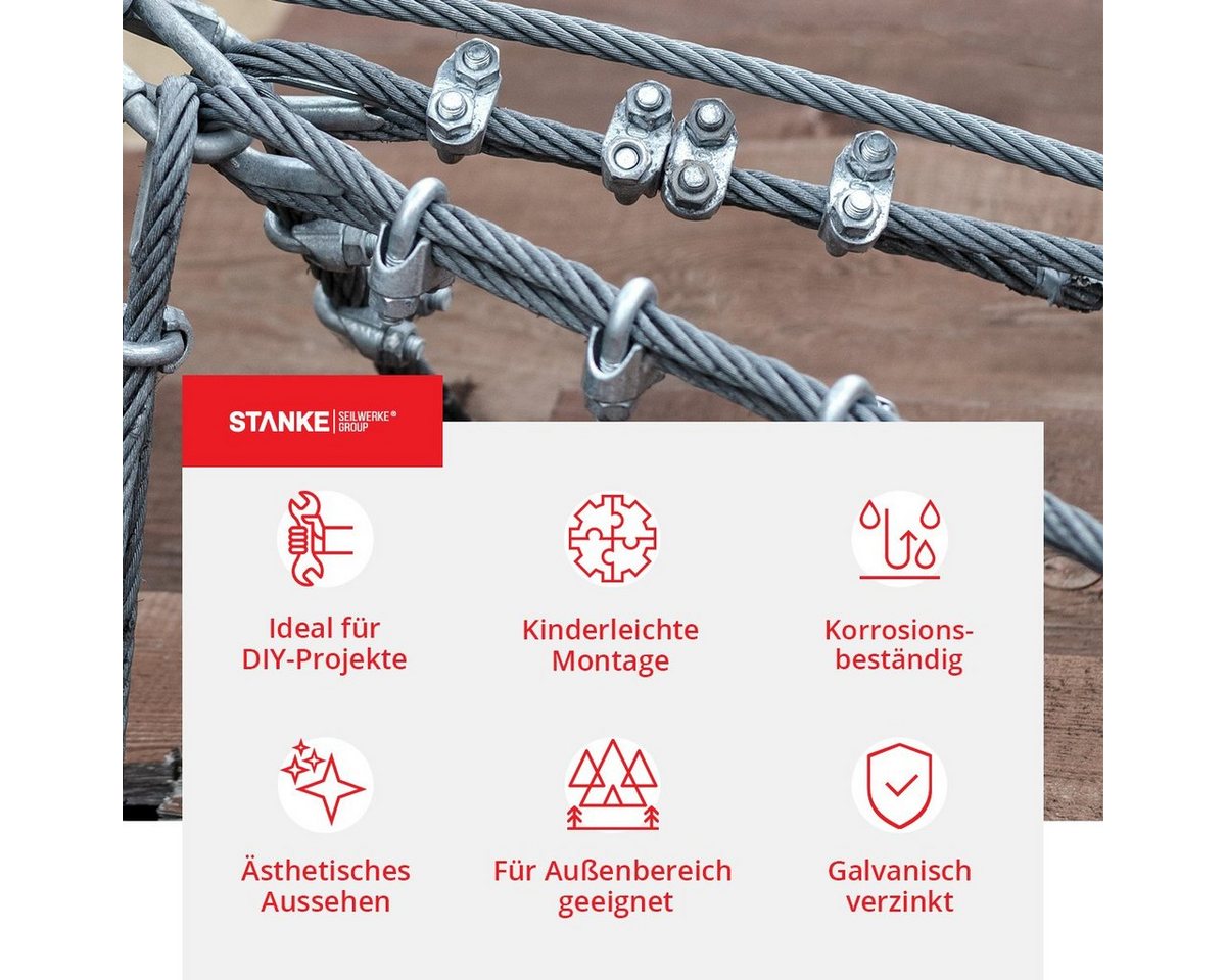 STANKE Drahtseilklemme Bügelformklemme verzinkt, (15St), Seilklemme für Drahtseil Bild 5