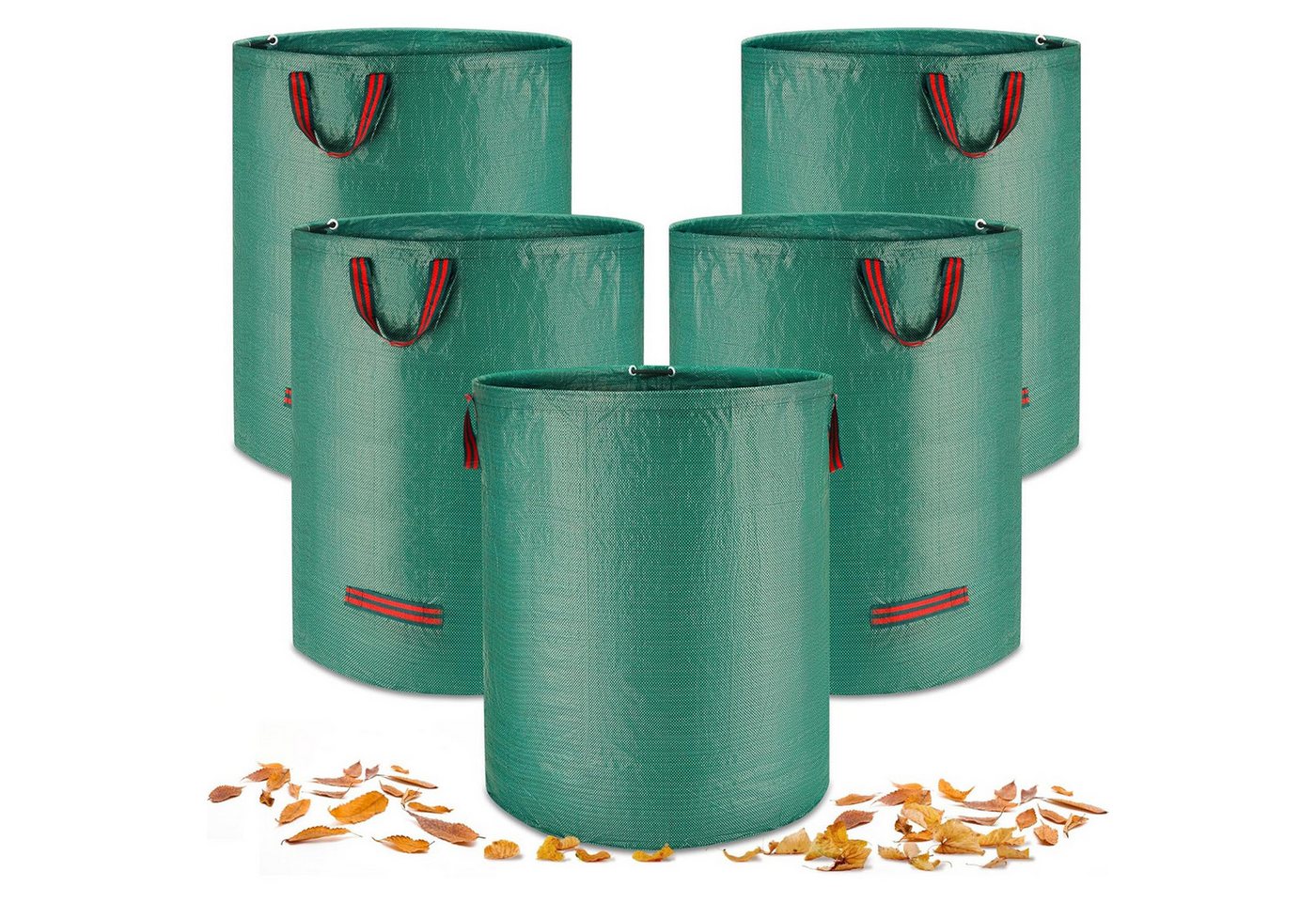 AIMAX Gartensack 5er Pack 272L Laubsack aus reißfestem PP-Gewebe, selbststehend mit Griffen, wasserdicht & faltbar für Gartenabfälle Bild 4