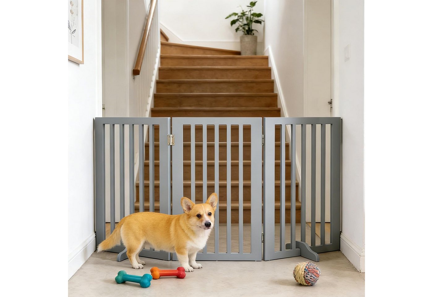 Youyijia Türstopper Treppenschutzgitter aus Holz für Hunde, freistehend, faltbar Bild 3