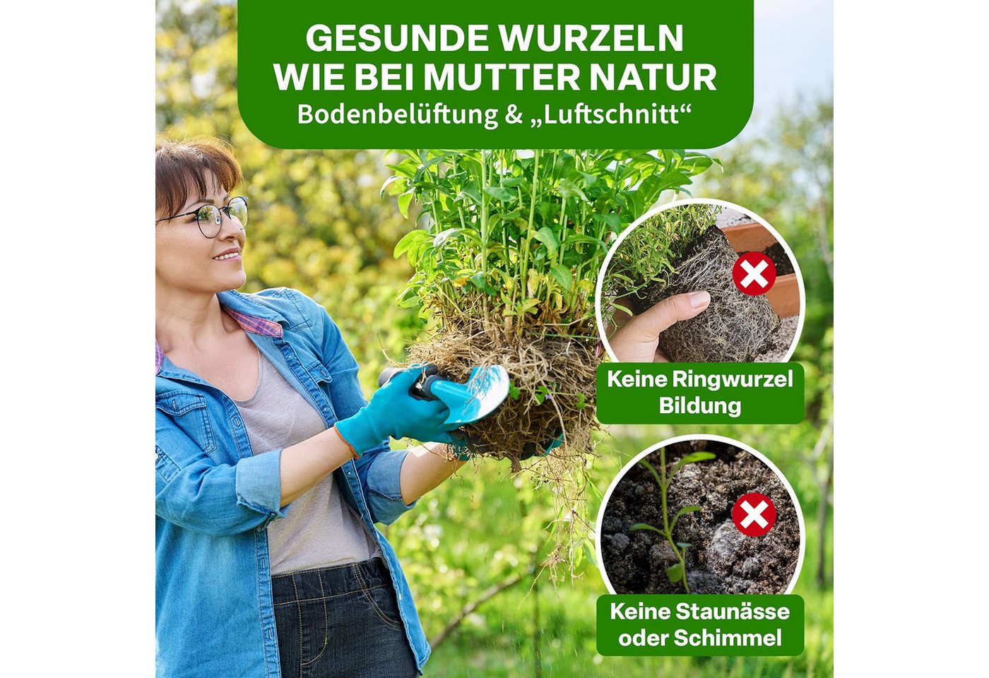 SURFOU Pflanzkübel Pflanzsack 10x 22L verdickter Filz-Vlies, atmungsaktiv mit Griffen, Tomatentopf & Kartoffel Pflanzsack, für Gemüse, Balkon & Garten. Bild 4
