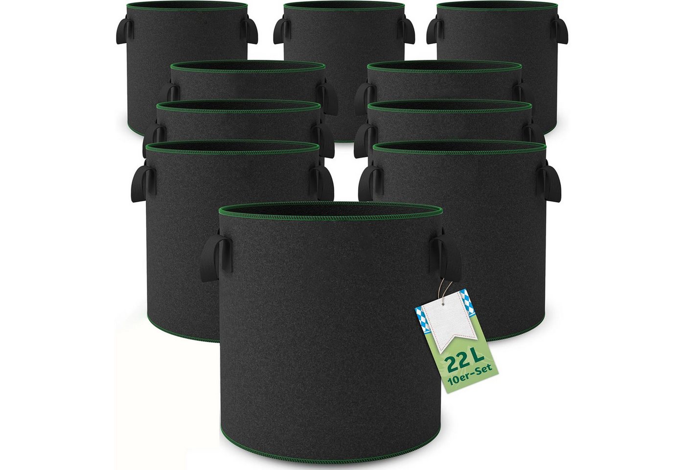 SURFOU Pflanzkübel Pflanzsack 10x 22L verdickter Filz-Vlies, atmungsaktiv mit Griffen, Tomatentopf & Kartoffel Pflanzsack, für Gemüse, Balkon & Garten. Bild 5
