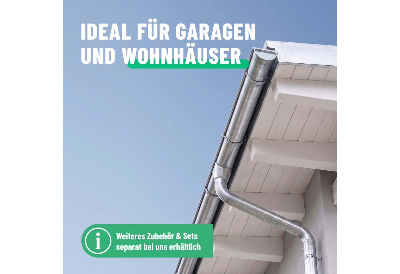 greate. Dachrinne 2,3 Meter Dachrinnen Set mit Fallrohr verzinkt - 333 Regenrinne,Hat einen hohen Korrosionsschutz und bietet eine lange Lebensdauer, 1-St., Einfache Montage ohne Kleben oder Schweißen Bild 4