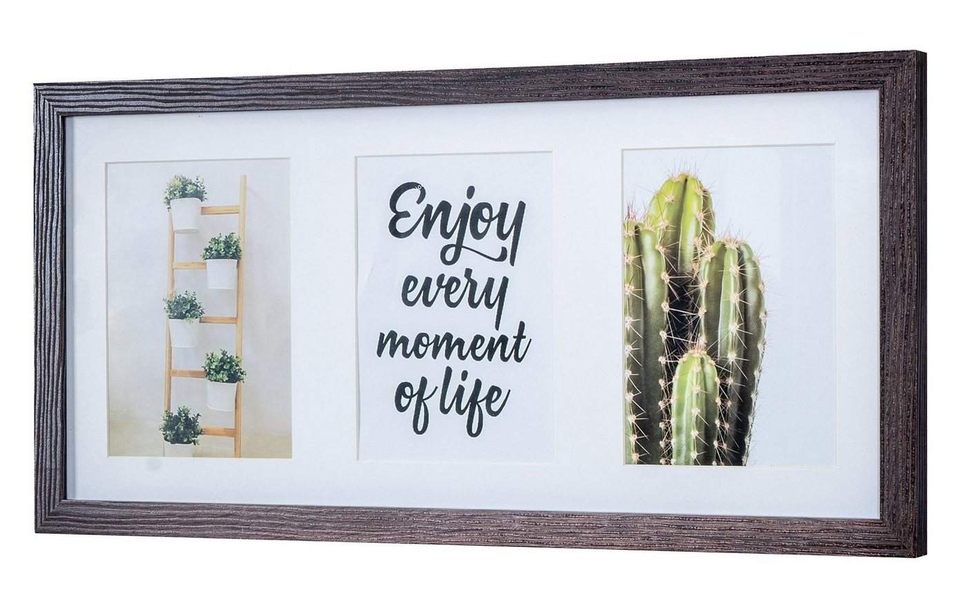 Levandeo® Bilderrahmen, Bilderrahmen für 3 Fotos 13x18cm Eiche Braun Holz Portrait Collage Bild 4